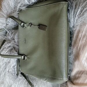 Coach Olive Green Purse with handles and crossbody strap